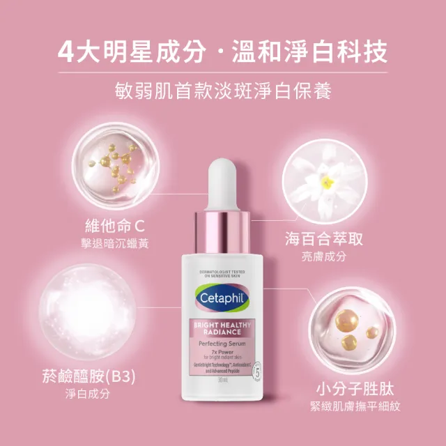 【Cetaphil 舒特膚】官方直營 BHR淨白無瑕精華液 30ml 2入組(淡斑美白/緊緻抗老/保濕亮白/暗沉蠟黃)