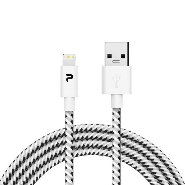 【PERFEKT】Apple蘋果認證 USB Lightning 編織充電傳輸線-120CM 斑馬白