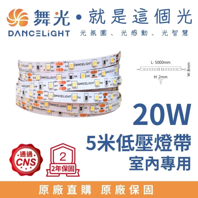 DanceLight 舞光 20W LED 室內燈帶 60珠/米 低壓軟條燈帶 鋁條燈帶-5米(4W/米 DC12V外接型驅動器)