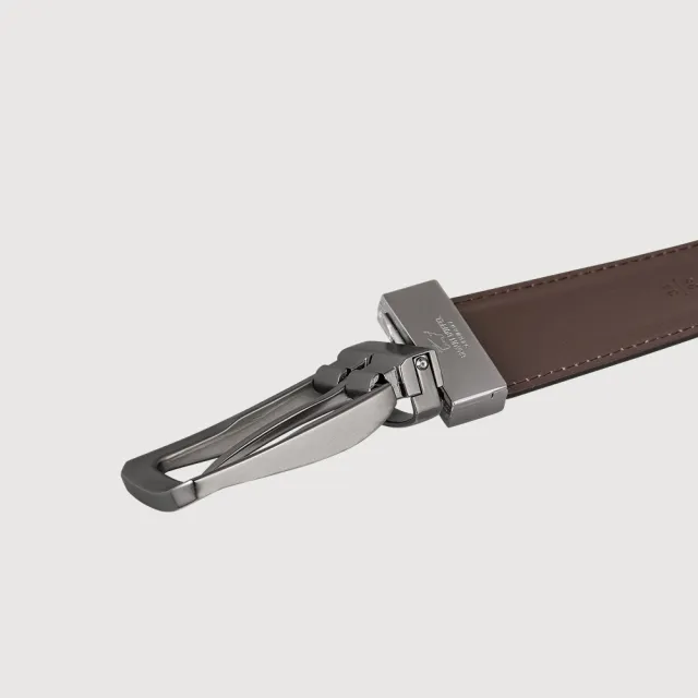 【BRAUN BUFFEL 德國小金牛】商務型男 簡約造型穿針式皮帶-銀色(BF24S-RO227T42-SNK) 送禮推薦