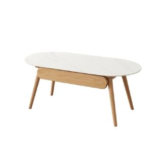 【Taoshop 淘家舖】HN - 日式原木無印風｜聖羅莎巖板橢圓膠囊茶几 K6071(1.0米單抽屜)