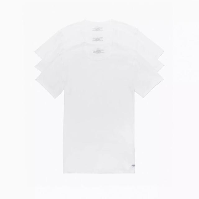 【Calvin Klein】CK 經典圓領衛衣短袖T恤 上衣-3入組禮盒-白色(平輸品/衛衣短T/禮盒三入組)