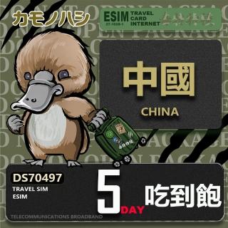 【鴨嘴獸Platypi.IF】中國eSIM 5日 重量型 吃到飽 免插卡網絡卡(中國上網絡卡 免插卡 高流量網絡卡)