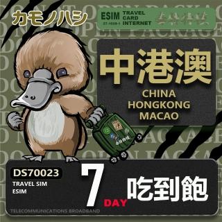 【鴨嘴獸Platypi.IF】中港澳eSIM 7日 重量型 吃到飽 免插卡網絡卡(中國 香港 澳門 上網 免插卡上網絡卡)