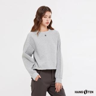 【Hang Ten】女裝-正韓韓國連線-內刷毛短版胸前小印花大學T(灰)
