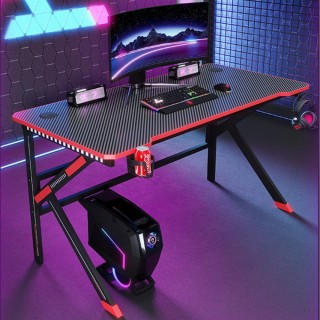 【MGSHOP】RGB碳纖維黑電競桌 電腦桌 工作桌(100CM)