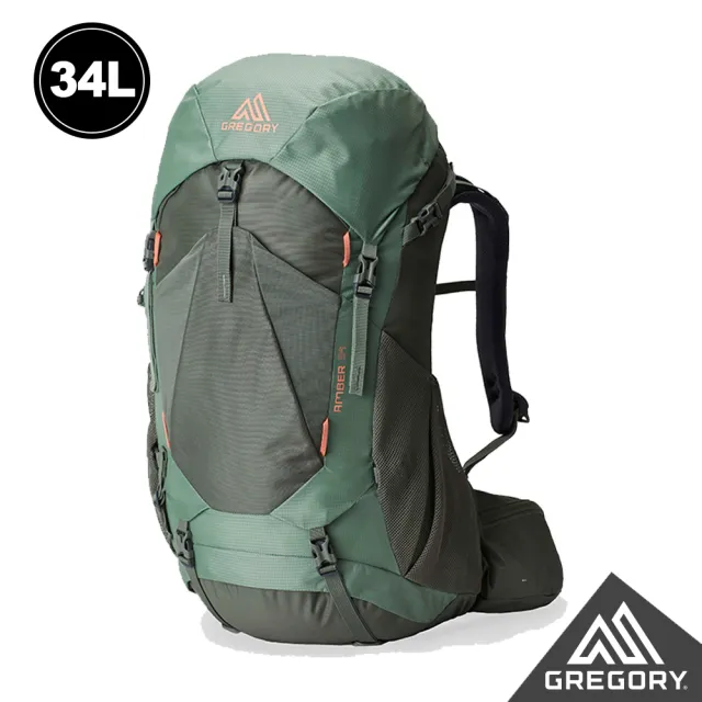 【Gregory】女 34L AMBER 登山背包 登山包 地衣綠 極境藍(透氣背板 臀帶 多日登山包 水袋包 睡袋隔間)