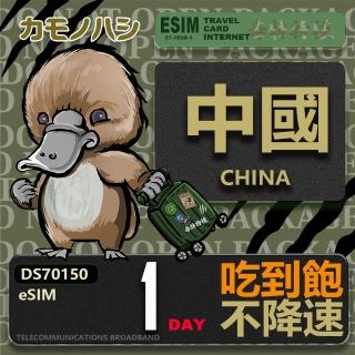【鴨嘴獸Platypi.IF】中國eSIM 單日 吃到飽不降速 高流量網絡卡 免插卡網絡卡(中國上網絡卡 免插卡 高流量網絡卡)