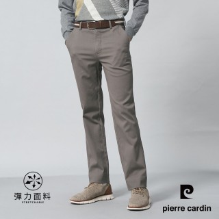 【pierre cardin 皮爾卡登】商務休閒 男款 棉質平口休閒長褲-卡其灰色(5245871-96)