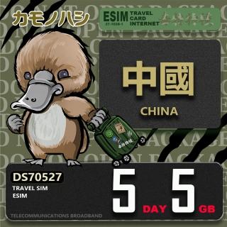 【鴨嘴獸Platypi.IF】中國eSIM 5天5GB 上網絡卡(中國上網絡卡 免插卡 免翻牆 上網絡卡)