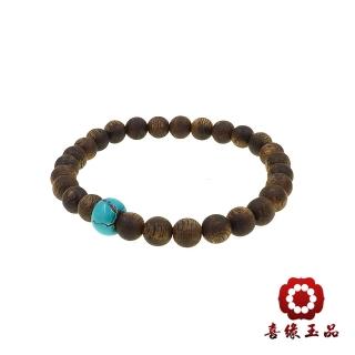 【喜緣玉品】頂級高油奇楠沉香綠松念珠(6mm)