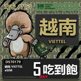 【鴨嘴獸Platypi.IF】越南eSIM 5日吃到飽 高流量網絡卡 免插卡網絡卡(純越南上網絡卡 免插卡上網絡卡)