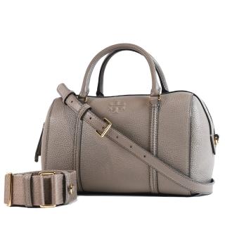 【TORY BURCH】THEA 荔枝紋手提/斜背二用波士頓包-灰色/大