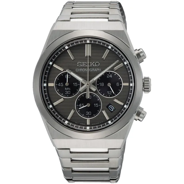 【SEIKO 精工】CS系列 時尚三眼計時腕錶/灰面40mm(8T63-02F0N/SSB455P1)