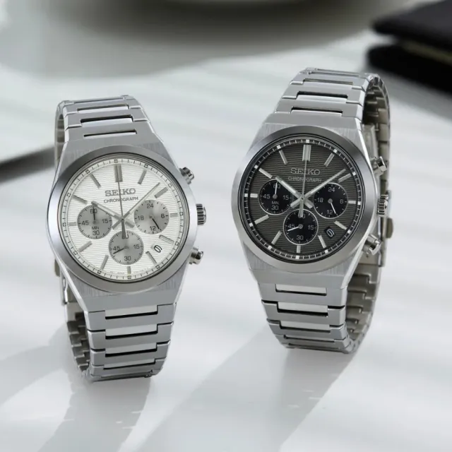 【SEIKO 精工】CS系列 時尚三眼計時腕錶/灰面40mm(8T63-02F0N/SSB455P1)
