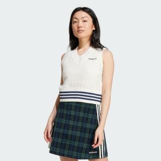【adidas 愛迪達】背心 女款 運動 針織 三葉草 KNIT VEST 白 IX1037