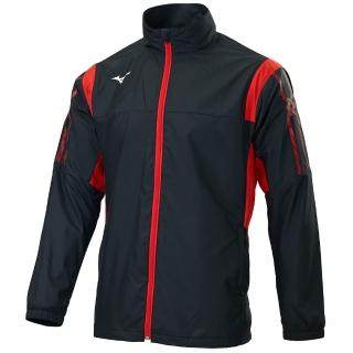 【MIZUNO 美津濃】外套 男款 運動外套 風衣外套 防潑水 黑紅 32TEB55309