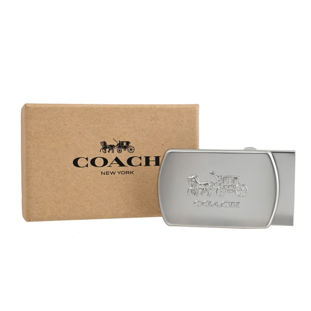 COACH 簡約金屬C字LOGO素面皮革手機袋斜背包(丹寧藍