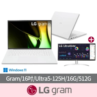 29吋螢幕組★ LG 樂金 16吋Ultra 5 AI筆電(16Z90S-G.AA54C2/Ultra5-125H/16G/512G SSD/W11/冰雪白)