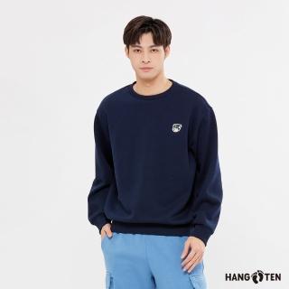 【Hang Ten】男裝-正韓韓國連線-內刷毛滑雪熊印花大學T(碳黑)