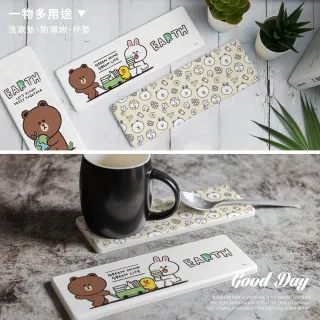 【收納王妃】LINE 硬式珪藻土洗漱墊 硬式珪藻土 杯墊 瀝水 洗漱墊(尺寸24*8*0.9cm)