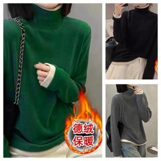 【AKARA】好感升級優雅假兩件高領毛衣上衣(秋冬 XL可 寬版 上衣 中大尺碼)
