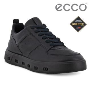 【ecco】STREET 720 W SNEAKER 街頭趣闖防水皮革休閒鞋 女鞋(黑色 20971301001)
