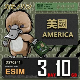 【鴨嘴獸Platypi.IF】美國eSIM 3天10GB 上網絡卡 旅遊卡(美國 上網絡卡)
