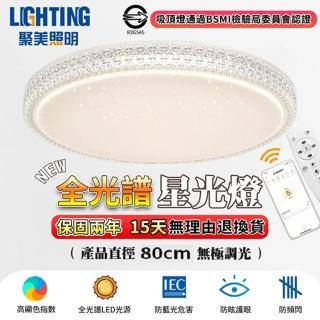 【聚美照明】吸頂燈 led護眼客廳燈 80公分 單層星鑽燈 智慧高亮款（14800lm）app遙控(8-10坪/三色變光)