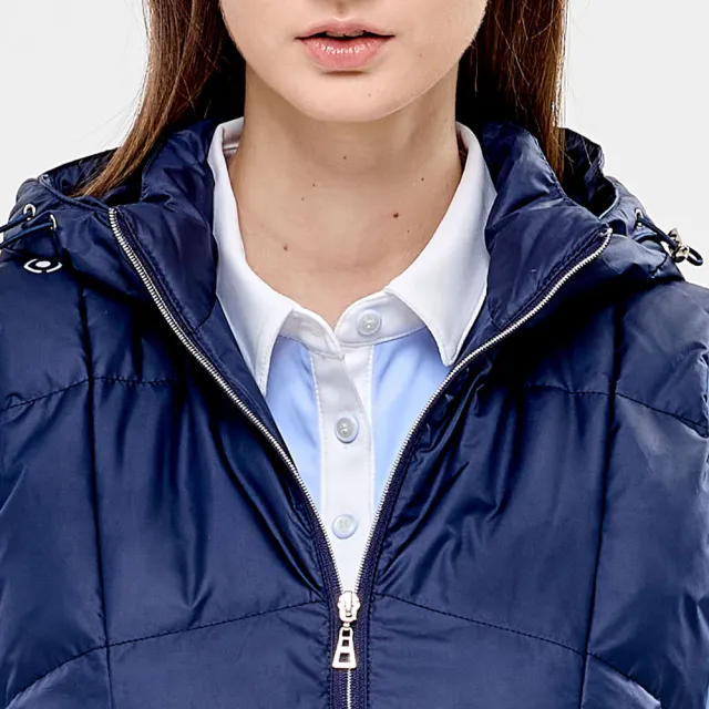 【PING】女款可拆帽蓄熱保暖羽絨背心-深藍(防風透氣/防潑水/GOLF/高爾夫/RB24220-58)