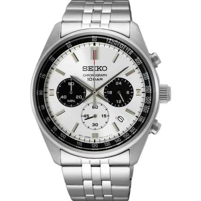 【SEIKO 精工】CS 熊貓錶 經典計時手錶-黑白/41.5mm(SSB425P1 / 8T63-00W0S)