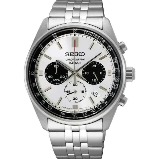 SEIKO 精工 CS 熊貓錶 經典計時手錶-黑白/41.5mm(SSB425P1 / 8T63-00W0S)