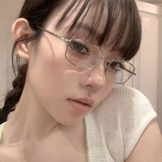 【MoonDy】母親節禮物 小鏡框 銀框眼鏡 復古眼鏡 長方形眼鏡 氣質眼鏡 金絲眼鏡 窄框眼鏡 小臉神器 可配度