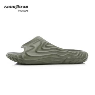 【GOODYEAR 固特異】縱谷-輕量緩震拖鞋/男鞋 緩震Q彈 巖層紋造型 綠色(GAML43365)