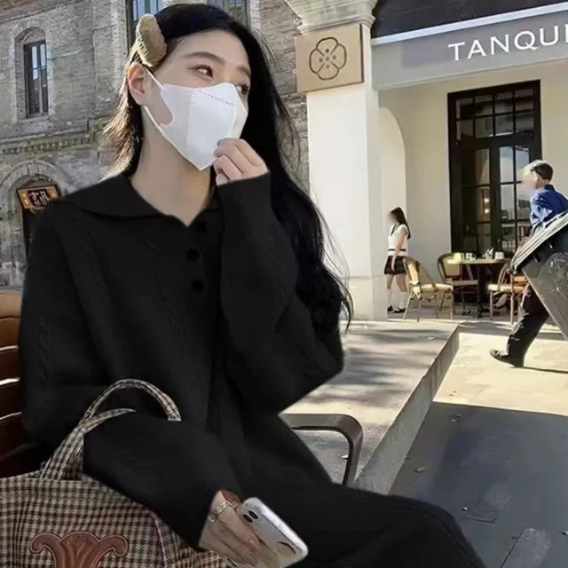 【D.studio】韓版氣質設計感麻花針織上衣(連衣裙毛衣長裙套裝洋裝連身裙冬天女裝衣服保暖上衣 S341)