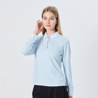 【KAPPA】官方直營 女款 吸濕排汗圓領長袖POLO衫(吸濕速乾 排汗技術)