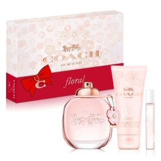 【COACH】芙洛麗女性淡香精禮盒-淡香精90ml+隨行香氛7.5ml+身體乳100ml(專櫃公司貨)