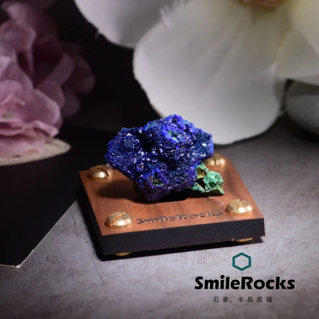 SmileRocks 石麥 石麥水晶原礦 藍銅礦原礦 No.6225311130(SmilePad 6X6底板)