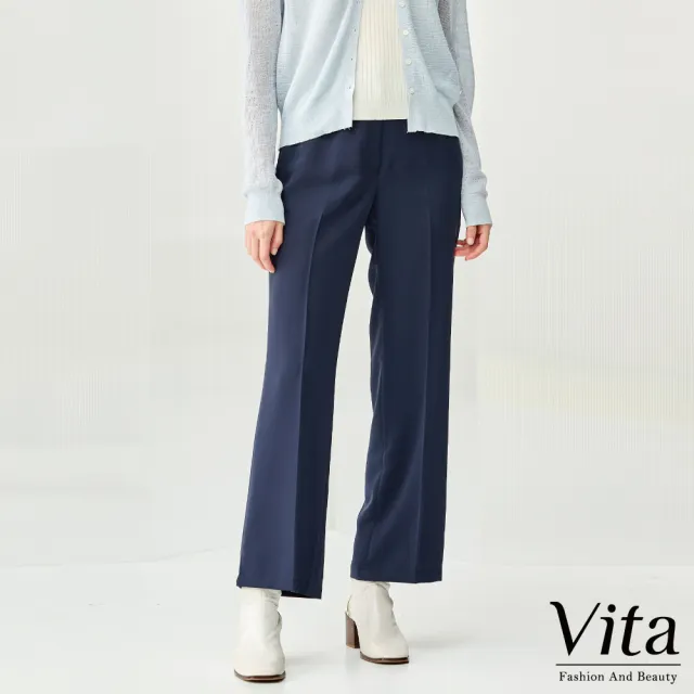 【MYSHEROS 蜜雪兒】網路獨家商品 VITA 上班族雪紡直筒寬褲(三色任選)
