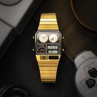 【CITIZEN 星辰】CHRONOGRAPH 計時系列 JG2103-72X 復古金 計時碼錶 星期日期溫度 雙顯 不鏽鋼 手錶