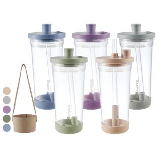 【CorelleBrands 康寧餐具】SNAPWARE Tritan跳跳吸管杯840ml(多色任選含杯套)