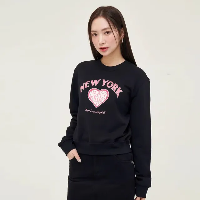 【MLB】女版長袖大學T Heart系列 紐約洋基隊(3FMTH1144-50BKS)