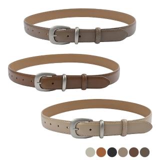 【LEESA】銀扣腰帶\真皮皮帶\棕色腰帶\牛仔褲袋\精品皮帶\西裝皮帶\牛皮帶\老錢風\禮物\腰帶\皮