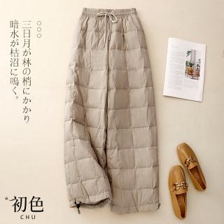 【初色】純色直筒加厚棉褲彈性綁帶休閒褲寬褲長褲-共3色-39077(M-2XL可選)