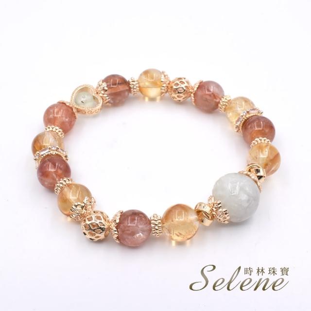 【鑫運來】◎紅膠花翡翠黃水晶手鍊(#124)
