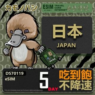 【鴨嘴獸Platypi.IF】日本eSIM 5日吃到飽 高流量網絡卡(日本上網絡卡 免換卡 高流量上網絡卡)