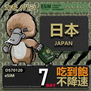 【鴨嘴獸Platypi.IF】日本eSIM 7日吃到飽 高流量網絡卡(日本上網絡卡 免換卡 高流量上網絡卡)