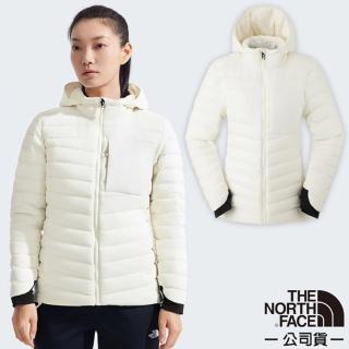 【The North Face】女 700蓬鵝絨填充保暖連帽外套.羽絨夾克.大衣(89Y4-QLI 沙丘白)