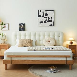 【Taoshop 淘家舖】HN - 日式原木無印風｜高床頭軟包｜主臥雙人床 JM-M9152（掃地機器人可進）(150*200cm)