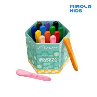【Mirola Kids】不髒手蜂蠟控筆蠟筆/三角筆桿蠟筆(可水洗12色)